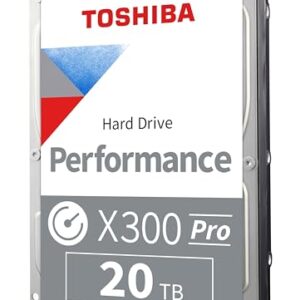 Toshiba X300 PRO 20TB High Workload Performance for Creative Professionals 3.5-Inch Internal Hard Drive – Up to 300 TB/Year Workload Rate CMR SATA 6 Gb/s 7200 RPM 512 MB Cache – HDWR62AXZSTB