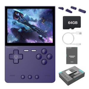 Trimui Brick Retro Handheld Game Console, Mini Video Gaming Console, 3.2” Retro Gaming Console with IPS Screen, 64G TF Card, Multiple Classic Games Emulators, 3000mAh Battery, Linux System-Purple