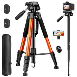 Tripod for Camera, 72″ Tall Camera Tripod & Monopod with Remote, Professional Heavy Duty Compact Camera Stand for Phone, DSLR, Spotting Scope, Telescope, Binocular