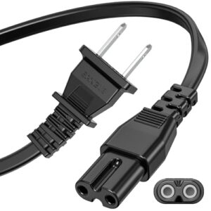 Tv Power Cord Compatible with Samsung, 12FT 2 Prong C7 Power Cable Compatible with LG TCL Sony Apple Tv Insignia Sharp Toshiba JVC Hisense (UL Listed 18 AWG-Non Polarized)