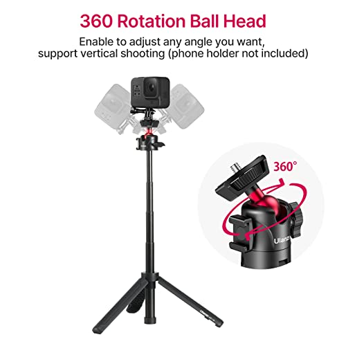 ULANZI MT-16 Extendable Mini Camera Tripod, 4 Levels Adjustment 360° Ball Head Cold Shoe Lightweight Portable Vlog Travel Selfie Stick Handle Grip Desktop Webcam Tripod for DSLR Action Camera - Image 6