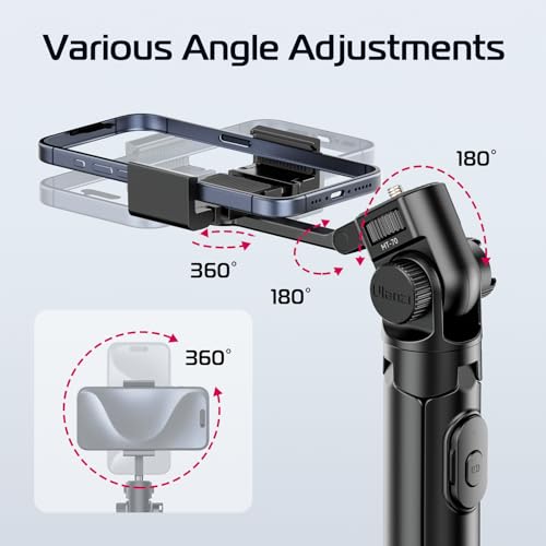 ULANZI MT-70 Extendable Tripod, 63" Selfie Stick Vlog Tripod Stand with 2 Phone Clips, 360 Rotate Dual Camera Holder for iPhone, Sony, Canon, GoPro, Lightweight for Travel, Black - Image 4
