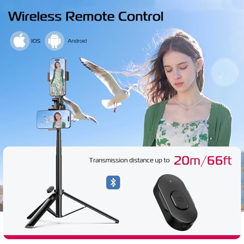 ULANZI MT-70 Extendable Tripod, 63" Selfie Stick Vlog Tripod Stand with 2 Phone Clips, 360 Rotate Dual Camera Holder for iPhone, Sony, Canon, GoPro, Lightweight for Travel, Black - Image 6