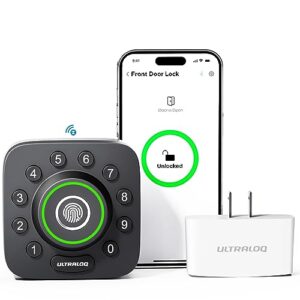ULTRALOQ Bolt Pro Z-Wave Smart Lock with Fingerprint ID, Work with Z-Wave Plus, Home Assistant, Compatible with SmartThings, Hubitat etc, WiFi Bridge Included, IP65 Waterproof, 1 Year Battery