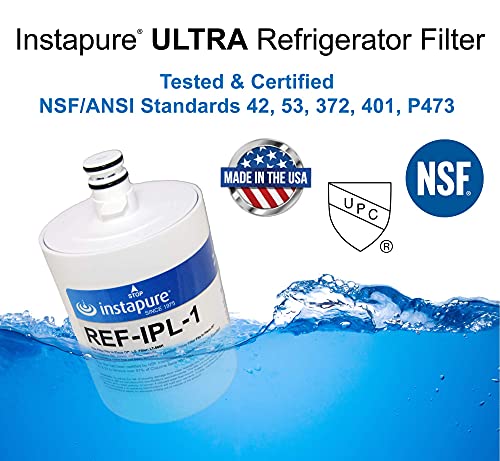 USA Made LG® LT500P® Compatible Refrigerator filter by Instapure, NSF/ANSI 42, 53, P473, 401 Certified for PFOA/PFOS, Pharmaceuticals & more! The Instapure REF-IPL-1 Fits ADQ72910901, LT500P® & more - Image 3