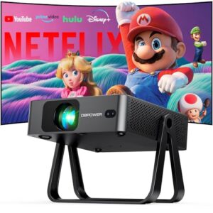 [Ultra-Slim 1.97″| Netflix Licensed | AI Auto Focus | 360° Stand] Smart Mini Projector with WiFi 6 & Bluetooth, Built-in Netflix/YouTube/Disney+/Hulu, DBPOWER N5 Movie Projector for Bedroom & Dorm