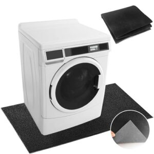 Under Washing Machine Mat 63 x 36 Inches Waterproof Floor Mat Rubber Backing for Washer Dryer Fridge Refrigerator Floor Protection, Shock Absorbing, Noise Reducing, Non-Slip (Black, 63x36inch)