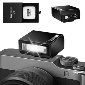 Upgrade Aluminum F1s Mini Camera Flash for Ricoh GR3/GR3X/Fuji/Sony ZV1/Nikon/Canon/Olympus/Digital Film Cameras,Portable Hot Shoe Camera Flash Speedlite for DSLR Camera(Black).