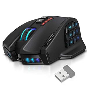 UtechSmart Venus Pro RGB MMO Wireless Gaming Mouse, 16,000 DPI Optical Sensor with 16 Programmable Side Buttons by Ergonomic Design, 70 Hrs Battery 16M Chroma RGB Backlit, 2.4 GHz Transmission
