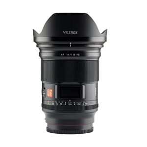 VILTROX 16mm f1.8 F1.8 Autofocus Prime Lens for Sony E Mount Lens,FE Large Aperture Wide-Angle Lens with Built-in LCD Screen Compatible for Sony a7 a7C a7III a7RIII a7RIV a7RV a9 a6100