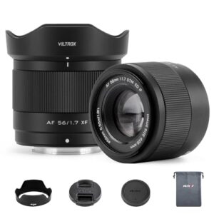 VILTROX 56mm F1.7 SLR Camera Lens X-Mount AF APS-C Large Aperture Wide-Angle Auto Focus Format Portrait Lens for Fuji X-A1/2/3/5/7/10 X-E1/E2/E2S/E3/E4 X-H1 X-M1 X-PRO1/PRO2/PRO3 X-T1/T2/T3/T4