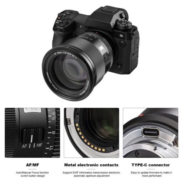 VILTROX 75mm f1.2 F/1.2 Fuji X Mount PRO APS-C Prime Lens Autofocus Large Aperture Lens for Fujifuilm X Mount Cameras X-T5 X-H2S X-S10 X-T30II X-T20 X-T10 X-T4/-T3/-T2/-PRO3/-M1/-H1/-E4 Black - Image 6