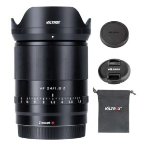 VILTROX AF 24mm f/1.8 F1.8 Auto Focus Full Frame Wide Angle Camera Lens for Nikon Z-Mount Mirrorless Cameras Z5 Z50 Z6 Z6Ⅱ Z7 Z7Ⅱ ZFC Z30 Z9 Z8