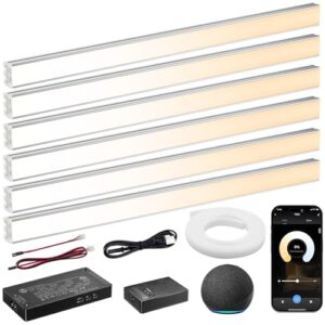 VST Smart Under Cabinet Lighting 6 Bars – UL Listed CRI 93+ Adjustable COB Strip Lights, Alexa & Google Home Compatible, App/Voice/Hand Wave Control for Kitchen Cabinets & Closets