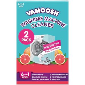Vamoosh 6-in-1 Washing Machine Cleaner, Dissolves Hair, Removes Limescale, Deep Clean, Leaves Smelling Fresh, Descales. 2 Sachets, 2 Washes (Pink Grapefruit)