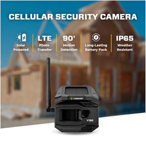 Vosker V150 Solar-Powered LTE Cellular Home Security Outdoor Camera | Motion Activated Photo Capture Nightvision Wireless Camera | Receive Photos (No Video) on Your Mobile App (V150-Nationwide Pack)