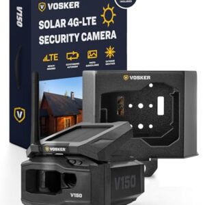 Vosker V150 Solar-Powered LTE Cellular Home Security Outdoor Camera | Motion Activated Photo Capture Nightvision Wireless Camera | Receive Photos (No Video) on Your Mobile App (V150-KIT-VZN)