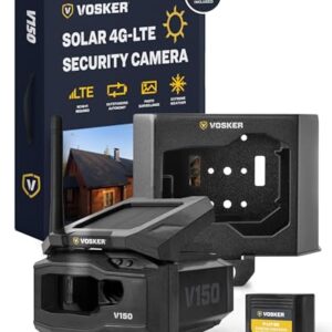 Vosker V150 Solar-Powered LTE Cellular Home Security Outdoor Camera | Motion Activated Photo Capture Nightvision Wireless Camera | Receive Photos (No Video) on Your Mobile App (V150-Nationwide Pack)