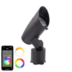 WAC Lighting LED 12V Colorscaping Smart App Controllable Landscape Lighting with RGBWW Color Changing and Tunable White Accent 15W Spot Light with Adjustable Beam Angle in Black