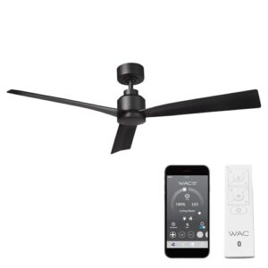 WAC Smart Fans Clean Indoor and Outdoor 3-Blade Smart Home Ceiling Fan 52in Matte Black with Remote Control works with Alexa and iOS or Android App