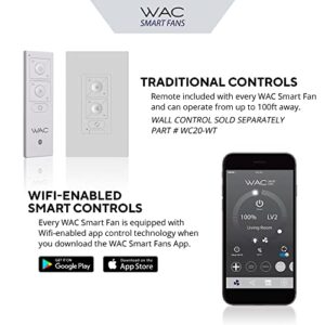 WAC Smart Fans Clean Indoor and Outdoor 3-Blade Smart Home Ceiling Fan 52in Matte Black with Remote Control works with Alexa and iOS or Android App