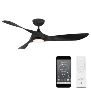 WAC Smart Fans Swirl Indoor and Outdoor 3-Blade Smart Home Ceiling Fan 54in Matte Black with 3000K LED Light Kit and Remote Control works with Alexa and iOS or Android App