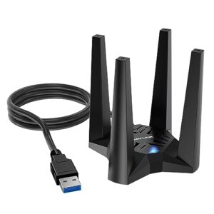 WAVLINK AX1800 USB WiFi Adapter for Desktop PC, Dual Band 5GHz/2.4GHz, MU-MIMO, Beamforming, WPA3 Security, 4x3dBi Antennas, Windows 11/10 Compatible