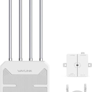 WAVLINK AX3000 Outdoor WiFi 6 Extender Long Range, Outdoor Wireless Access Point, Active PoE, 4x8dBi Antennas,Work with Starlink/Cameras/Router,IP67,Up to 256 Devices for Farm,Yard,RV