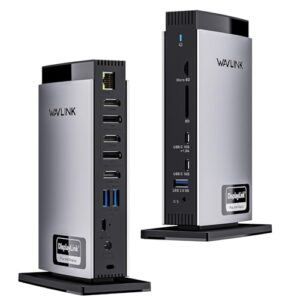 WAVLINK USB C DisplayLink Docking Station 15 in 1 with 3 HDMI,Laptop Docking Station Triple Monitor 4K60Hz,for M1 M2 M3 Mac and Windows,5 USB Ports, 2DP,Ethernet Port, Audio/Mic, SD/TF