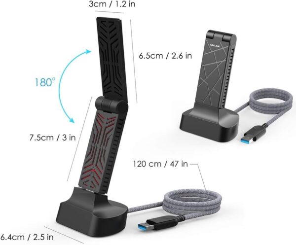WAVLINK USB WiFi Adapter for Desktop PC, AC1900 WiFi Adapter Dual Band 2.4GHz/5GHz Wireless Network Adapter for Laptop, Support Windows 7/8/8.1/10/11, MacOS 10.7-10.15 - Image 4