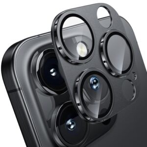 WSKEN for iPhone 16 Pro/iPhone 16 Pro Max Camera Lens Protector, [Military Grade Shatterproof] [Strong Adsorption] Metal Aluminum Alloy Tempered Glass Camera Screen Protector, Black Titanium