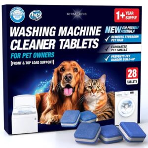 Washing Machine Cleaner Tablets for Pet Owners – Front & Top Load Washer Deep Cleaning – Septic Tank Safe – HE Support – Remove Stubborn Pet Hair – Eliminates Pet Smells – Prevents Pet Dander Build-up
