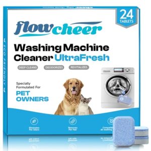 Washing Machine Cleaning Descaler Tablets, Remove Pet Hair, Odors, Residue, Washer Cleaner For HE Front Loader, Top Load, Formulated for Pet Owners, 24 Pack 1 Year Supply, Septic Safe