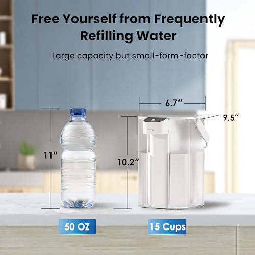 Waterdrop Alkaline Electric Water Filter Pitcher, Rechargeable Water Dispenser, Instant 200-Gallon 15-Cup Countertop Purifier, NSF/ANSI 42, Reduce PFOA/PFOS, Chlorine, Lead, White, with 1 Filter - Image 5