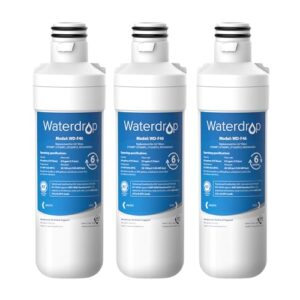 Waterdrop LT1000PC ADQ747935 MDJ64844601 Refrigerator Water Filter, Reduce chlorine, bad taste and odor, Replacement for LG® LT1000P®, ADQ74793501, ADQ74793502, Kenmore 46-9980, Pack of 3