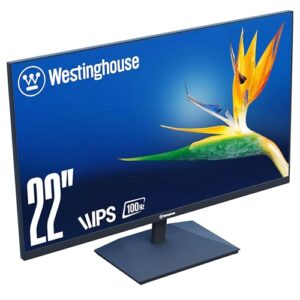 Westinghouse 22 Inch Computer Monitor, 100Hz, 1080p Full HD IPS Display, Adaptive Sync, Blue Light Protection, Home Office PC Screens with Built in Speakers, HDMI, VGA, for Work & Productivity