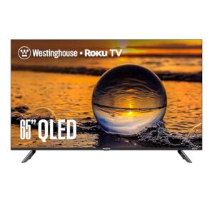 Westinghouse Edgeless QLED Roku TV – 65 Inch Smart Television, 4K UHD w/HDR 10+, Dolby Vision, Wi-Fi & Mobile App Connectivity, Flat Screen Compatible w/Apple Home Kit, Alexa, & Google Assistant