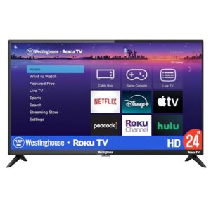 Westinghouse Roku TV – 24 Inch Smart Television, 720P LED HD with Wi-Fi Connectivity and Mobile App, Flat Screen Compatible with Apple Home Kit, Alexa and Google Assistant