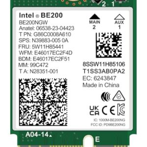 WiFi 7 Wireless Card Intel BE200 NGW, Bluetooth 5.4, 5800Mbps M.2/NGFF Network Support Windows 10/11 (64bit), Linux, Not Support AMD, Only Supports Intel 12th Generation and Above CPUs.