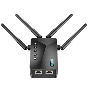 WiFi Extender Signal Booster for Whole Home & Backyard – 10K Sq.Ft Coverage w/4 Antennas | 90% Faster Internet Booster w/Ethernet Port, Easy Setup Wireless Repeater Works with Any Router | Long Range