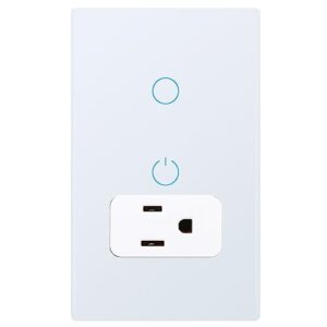 WiFi Smart Outlet and Switch Combo, Neutral Wire Required, Individual Control, Touch Panel, Tuya APP Smart Life, 15A /90-250V AC 60Hz, Compatible with Alexa and Google Home, Combo Style, White