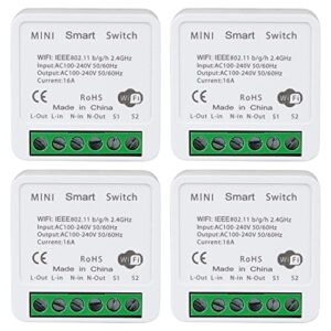 WiFi Smart Switch Light Switch, Compatible with Alexa/Google Home, APP Remote Control, Voice Control, DIY Mode, Timer Function, LAN Control, No Hub Required, 2 Way 16A(4 Pack)