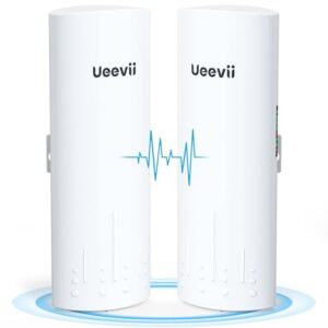 Wireless Bridge, UeeVii CPE820 5.8G Point to Point Starlink WiFi Extender Signal Booster with 16dBi Antenna, Long Range Up to 3KM, Plug and Play,24~48V PoE, IP65 Waterproof for Barn Shop,2-Pack