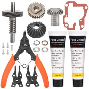 Worm Gear Kit Compatible With Whirlpool 5QT&6QT 9709231 Replacement Gear Parts with 9703445 Bearing & Gear 9706529 with the 9709511 Gasket and 9703680 Circlip & 1.8 OZ Food Grade Grease