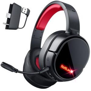 X1 Wireless Gaming Headset for Xbox Series X|S, Xbox One, PS5, PC, Mac, Nintendo Switch, Bluetooth Over Ear Gaming Headphones with Detachable Noise Canceling Microphone, 40H Battery – Red