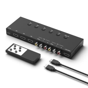 Y.D.F 3 Way HDMI 2.0 Switcher + 2 RCA to HDMI Converter(2 in 1) 2 Way AV Composite CVBS Switch to HDMI Adapter Support 4:3/16:9 Switching for N64 NGC Wii Xbox PS2/3/4/5 Xbox Series/ONE Switch
