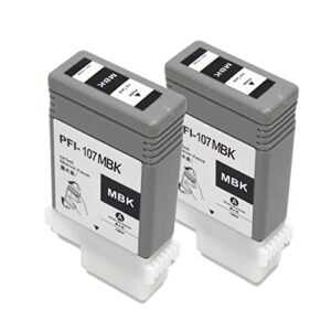 YOUEXPERT PFI-107 MBK Pigment Ink Cartridge Replacement for Canon PFI107 PFI-107 PFI107MBK PFI-107 6705B001 for ImagePROGRAF iPF670 IPF 670 MFP L 24 IPF 670 iPF770 IPF 770 L 36 IPF 770 M 40 (2 Pack)