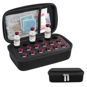 YOUSHARES Insulin Vials Refrigerator Storage Case – 10ml Peptide Vial Protective Holder for Fridge, 18-Slots Diabetic Insulin Small Bottle Organizer Bag Compatible with U-100 Vials