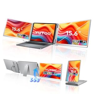 YUTOO 15.6″ Laptop Screen Extender | 1080P FHD IPS Portable Monitor for Laptops 12~18.5 inch | Dual Monitor Screen Extender Display, Plug & Play with USB-C HDMI for Windows/MacBook/PS5/Switch/PS4