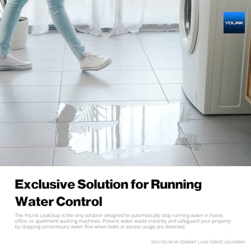 YoLink LeakStop 2 Washing Machine Leak Detector with Auto Shut-Off, Hot & Cold Water Valves, Flow Monitoring, 2 AA Battery Powered, LoRa Smart System, Hub Required - Image 4